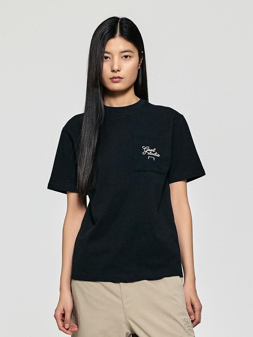GOALSTUDIO Air Mesh Graffiti Logo Pocket T-Shirt [Black]