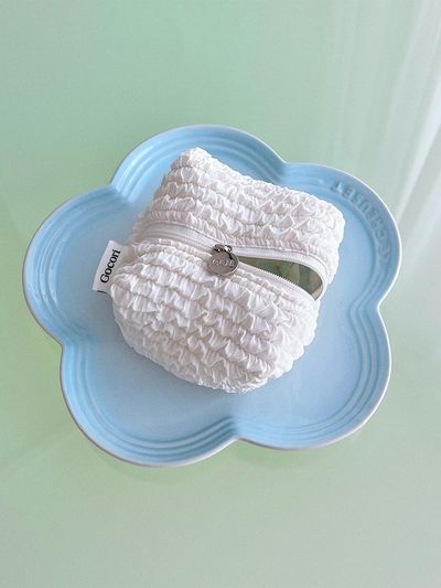 GOCORI Wrinkle Pomi Pouch Clutch Bag [WHITE]