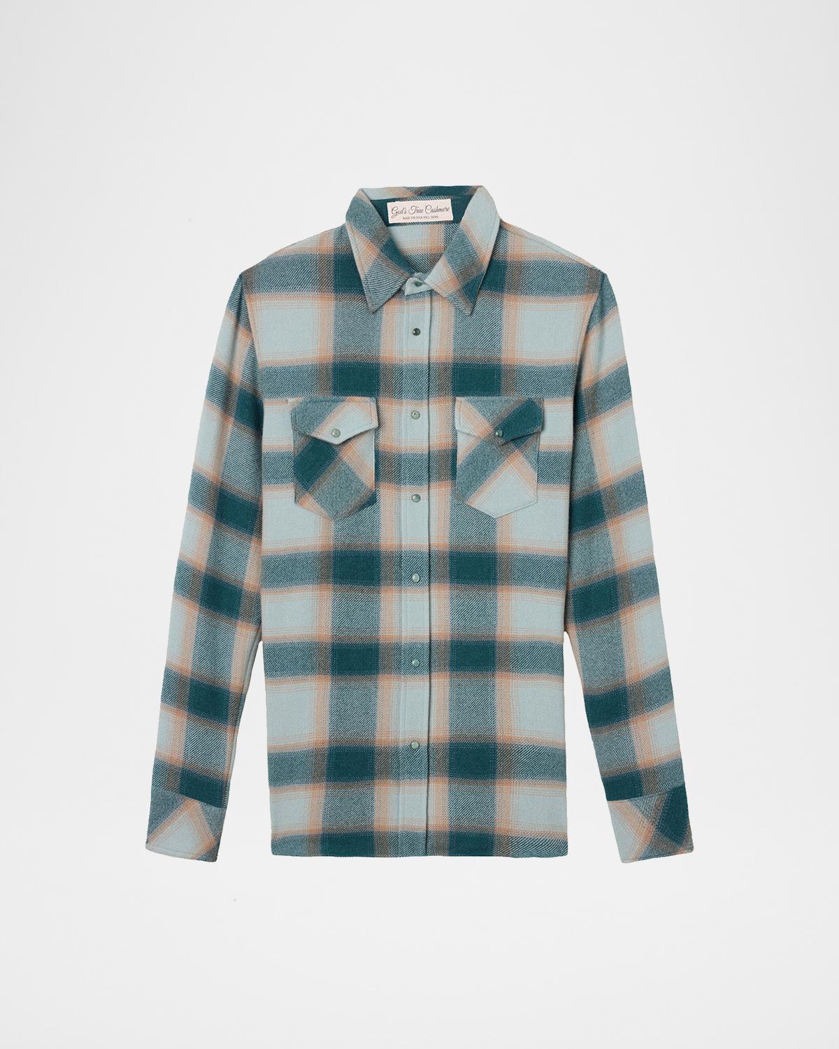 God & apos;s True Cashmere Cashmere Plaid Two-Pocket Button-Down Shirt