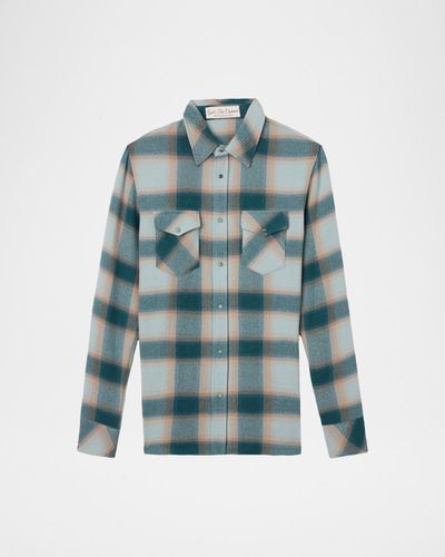 God & apos;s True Cashmere Cashmere Plaid Two-Pocket Button-Down Shirt