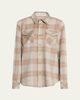 God's True Cashmere Champagne Tartan Button-Front Cashmere Shirt - 1