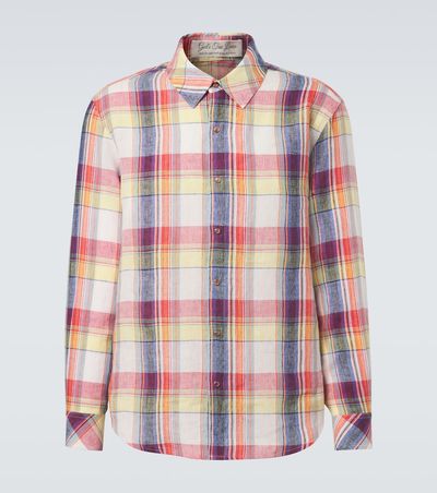 God's True Cashmere God's True Cashmere Daybreak plaid linen shirt with sunstone
