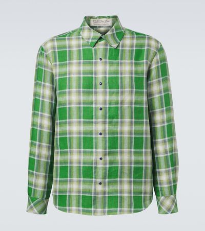 God's True Cashmere God's True Cashmere Harbor tartan linen shirt with lapis lazuli