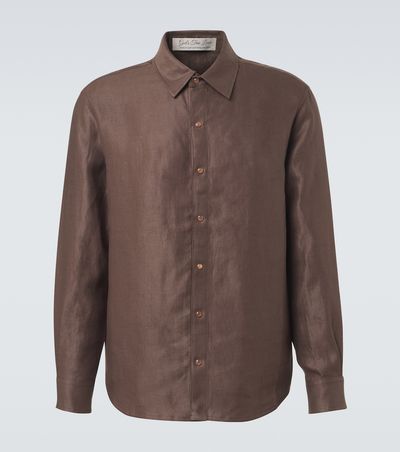 God's True Cashmere God's True Cashmere Linen shirt with orange sunstone