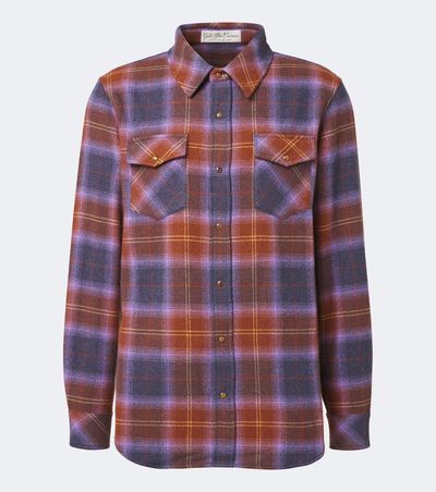 God's True Cashmere God's True Cashmere Vulcan Tartan cashmere shirt with tiger's eye