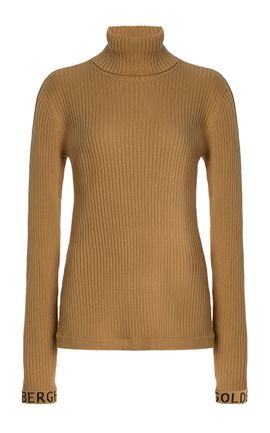 Goldbergh Goldbergh Mira RibbedKnit Turtleneck Sweater Tan FR 34