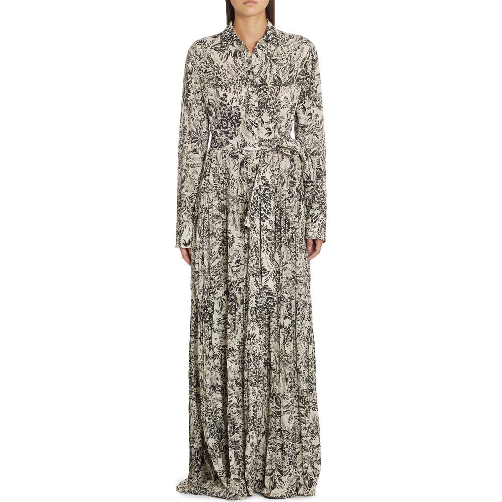 Golden Goose Golden Goose Botanical Print Pleated Crepe Shirtdress