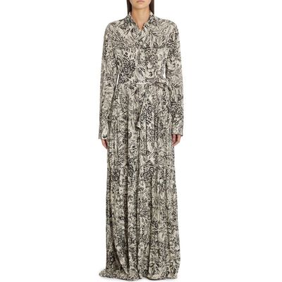 Golden Goose Golden Goose Botanical Print Pleated Crepe Shirtdress