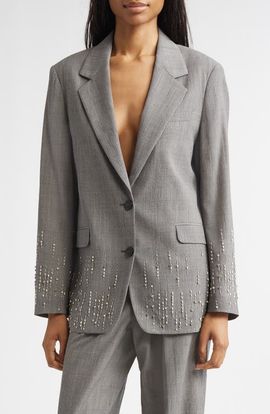 Golden Goose Golden Goose Crystal Embellished Prince of Wales Check Oversize Virgin Wool Blazer