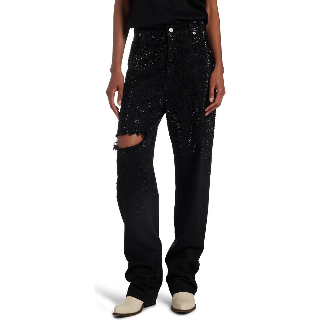 Golden Goose Golden Goose Crystal Embellished Ripped Straight Leg Jeans