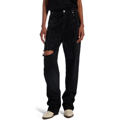 Golden Goose Golden Goose Crystal Embellished Ripped Straight Leg Jeans