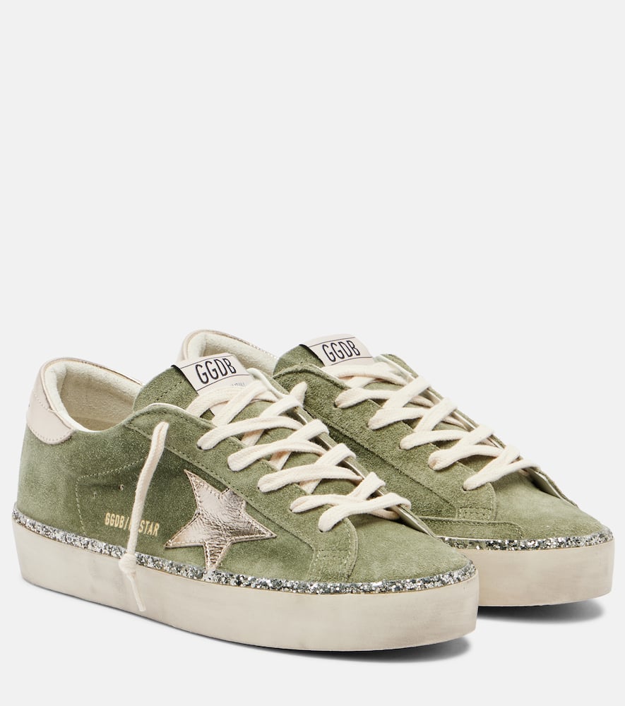 Golden Goose - Hi Star glitter-trimmed suede sneakers