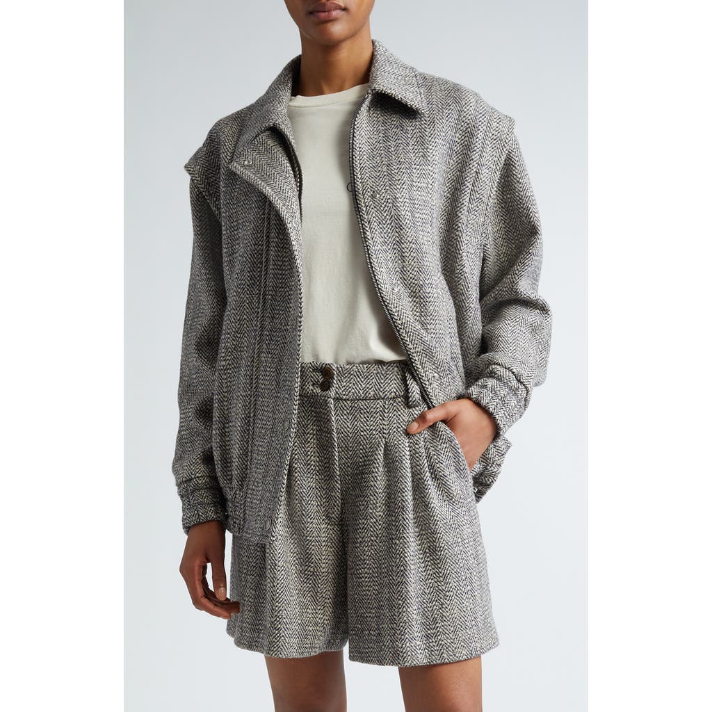 Golden Goose Golden Goose Journey Wool Blend Herringbone Bomber Jacket