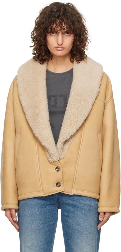 Golden Goose Golden Goose Tan Shawl Collar Shearling Jacket
