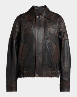 Golden Goose Journey Embroidered Nappa Leather Bomber Jacket