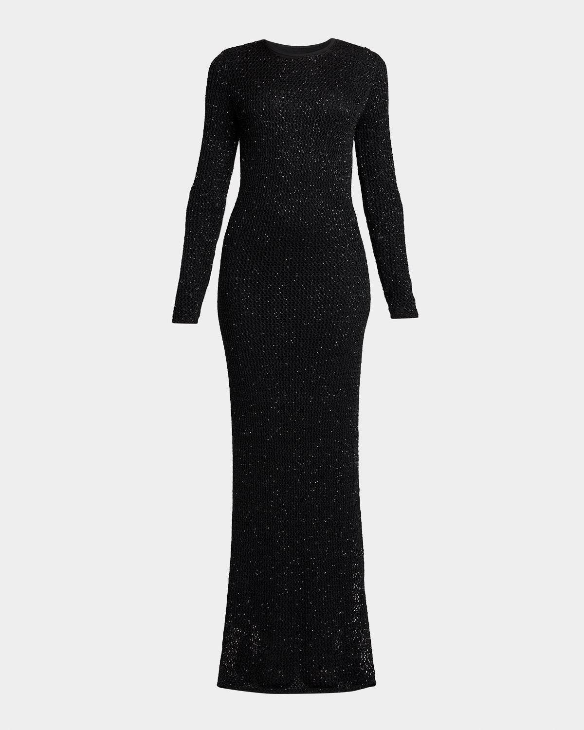 Golden Goose Journey Long-Sleeve Sequined Mesh Maxi Dress
