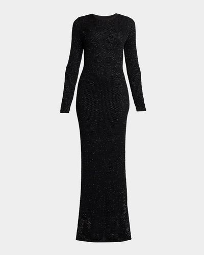Golden Goose Journey Long-Sleeve Sequined Mesh Maxi Dress