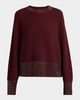 Golden Goose Journey Rhinestone Ribbed Wool Sweater