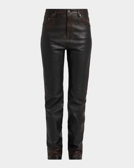 Golden Goose Journey Slim-Straight Nappa Leather Pants