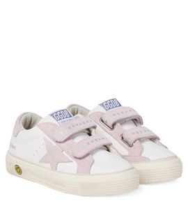 Golden Goose Kids Golden Goose Kids May School suede-trimmed leather sneakers