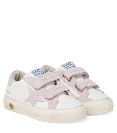 Golden Goose Kids Golden Goose Kids May School suede-trimmed leather sneakers