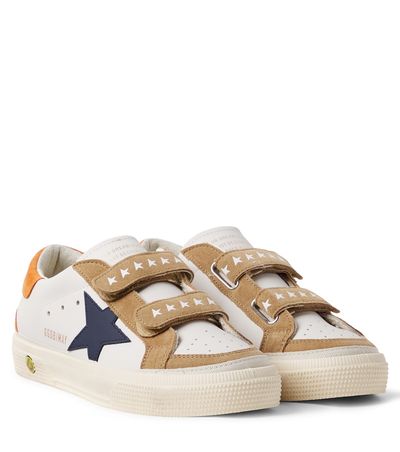 Golden Goose Kids Golden Goose Kids May suede-trimmed leather sneakers