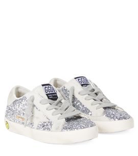 Golden Goose Kids Golden Goose Kids Super Star glitter suede-trimmed sneakers