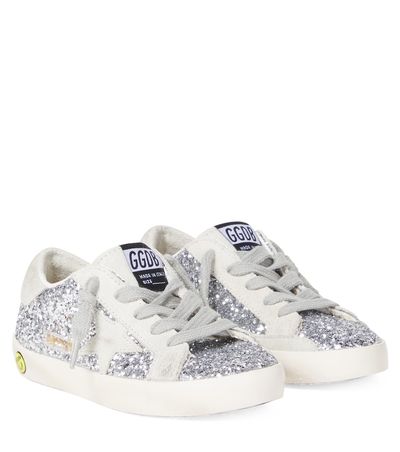 Golden Goose Kids Golden Goose Kids Super Star glitter suede-trimmed sneakers