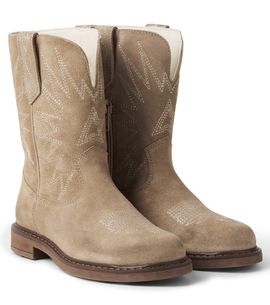 Golden Goose Kids Golden Goose Kids Wish Star Biker suede cowboy boots
