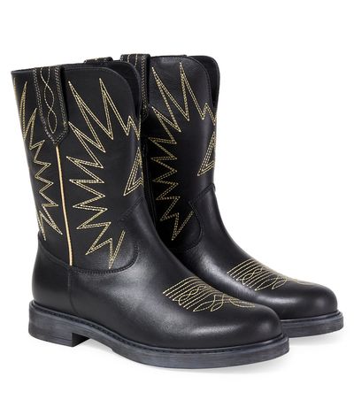 Golden Goose Kids Golden Goose Kids Wish Star embroidered leather boots