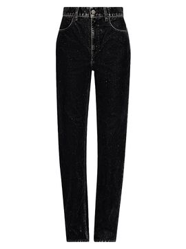 Golden Goose Women's Journey Velvet-Effect High-Rise Straight-Leg Jeans