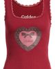 GOLDEN HOUR GOLDEN HOUR Delicate Heart Lace Trim Graphic Tank Top - 5
