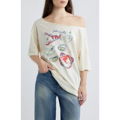 GOLDEN HOUR GOLDEN HOUR Stay Salty Graphic Off the Shoulder T-Shirt