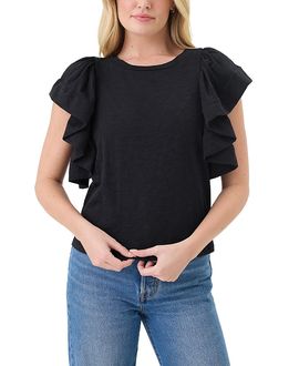 Goldie Lewinter Goldie Lewinter Signature Slub Waterfall Ruffle Shell Top