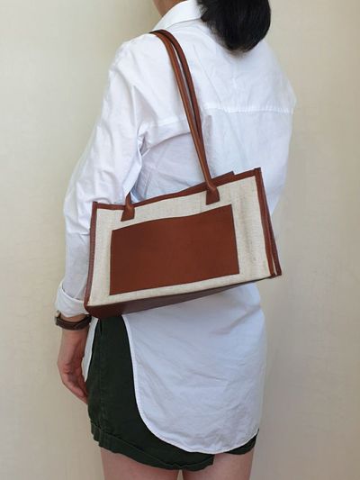 GONI atelier Daily Shopper Oblong (Leather / Canvas)_Brown