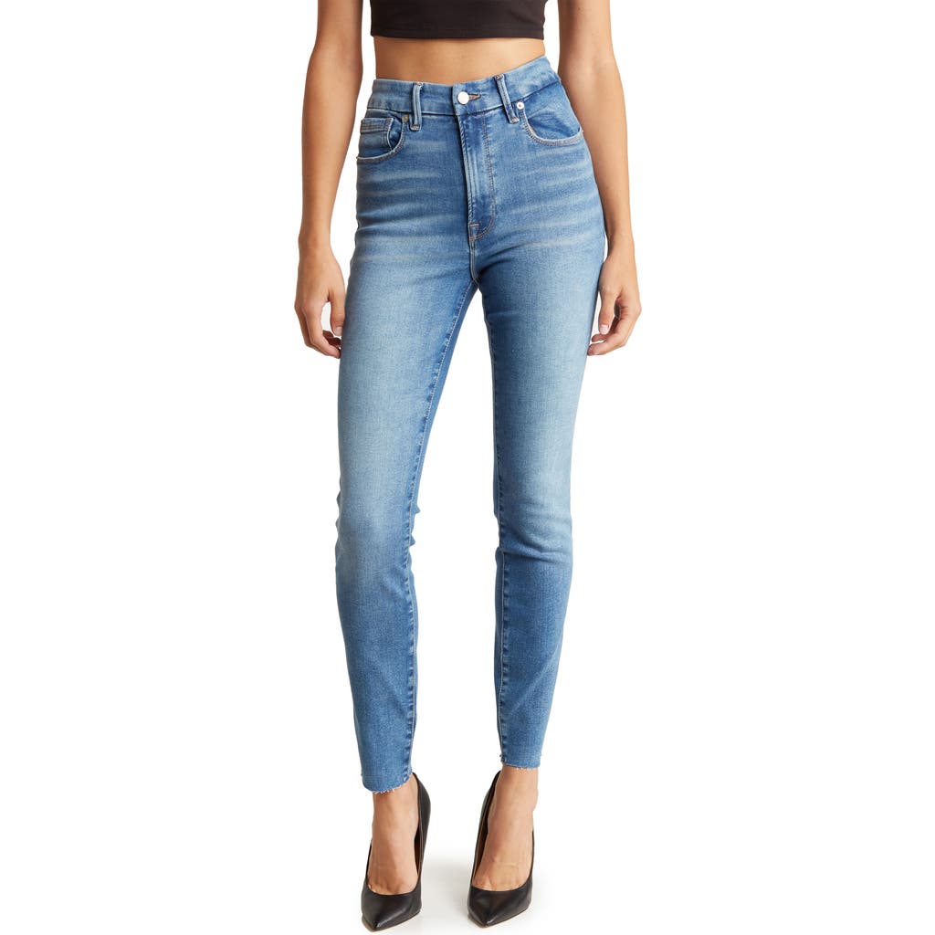 Good American Good American Always Fits Good Waist Raw Hem High Waist Skinny Jeans