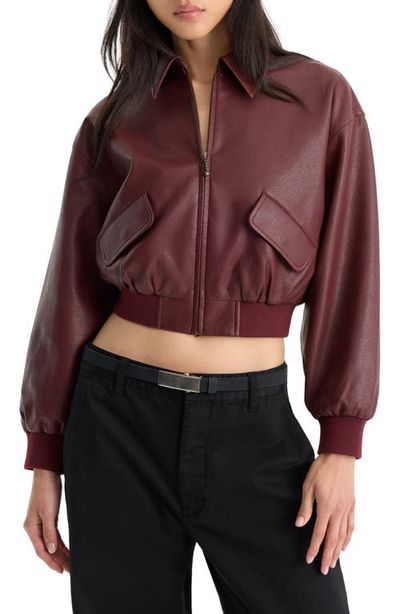 Good American Good American Better Than Leather Cropped Faux Leather Bomber Jacket