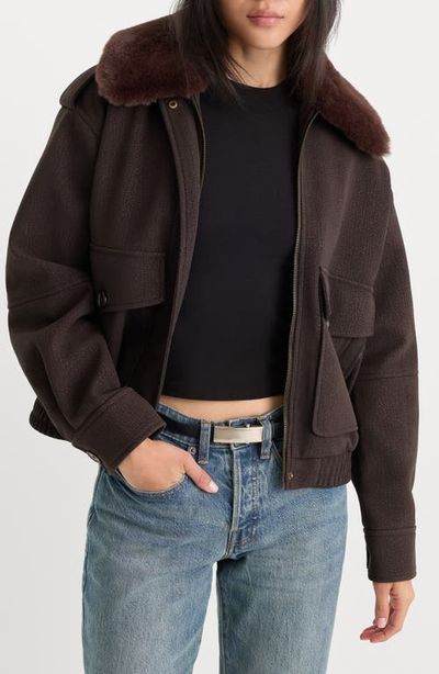 Good American Good American Better Than Leather Faux Leather Bomber Jacket