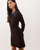 Good American Good American contrast collar detail knit polo mini dress in chocolate brown - 2