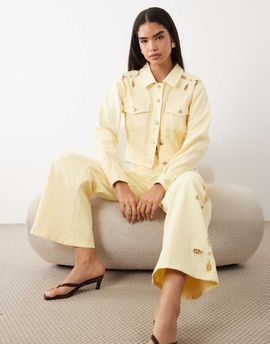 Good American Good American cotton essential cut out detail crop jacket in lemon - part of a set-Yellow