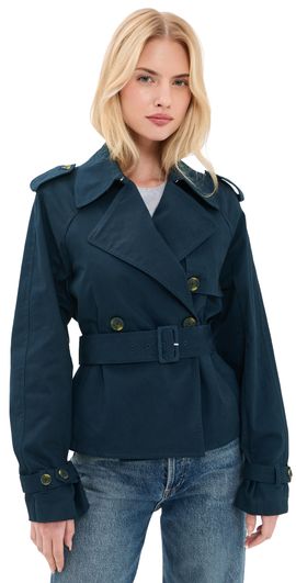 Good American Good American Cropped Trench Jacket new navy002
