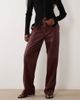 Good American Good American faux leather low rise straight leg pants in burgundy-Red - 3