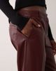 Good American Good American faux leather low rise straight leg pants in burgundy-Red - 4