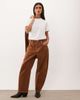 Good American Good American faux suede vintage barrel ankle length jeans in cafe clay - part of a set-Brown - 1