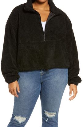 Good American Good American Fleece Half-Zip Pullover