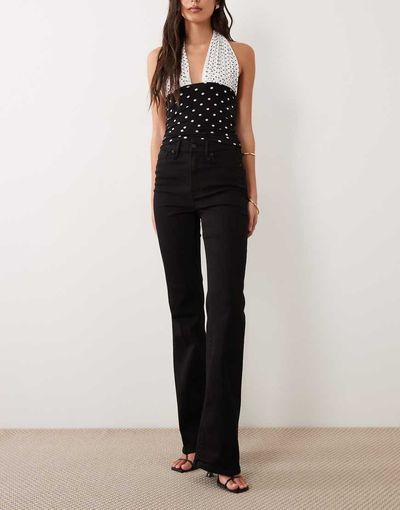 Good American Good American Good Classic high waisted bootcut power stretch denim jeans in black