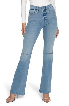 Good American Good American Good Flare Ripped High Waist Deep-V Jeans