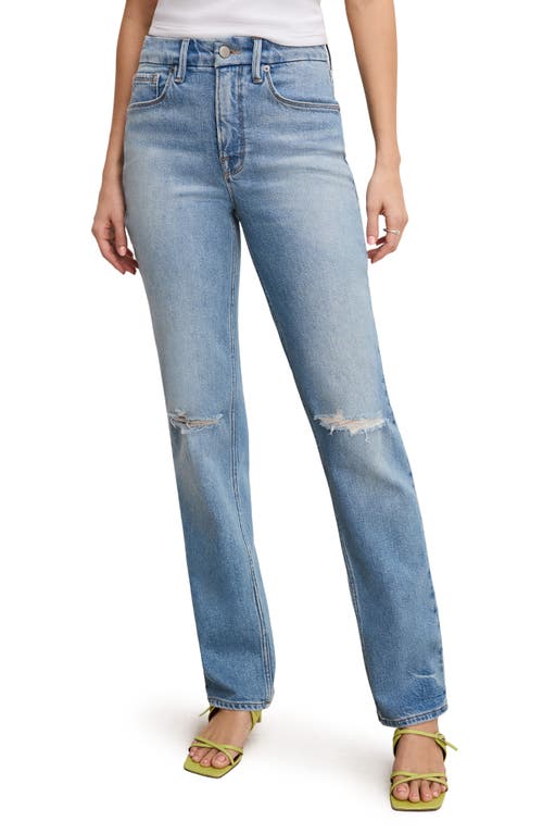 Good American Good American Good Icon Ripped High Waist Straight Leg Jeans