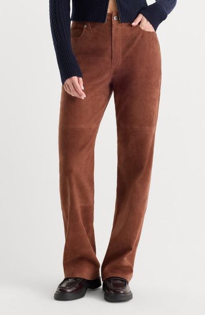 Good American Good American Good True High Waist Straight Leg Suede Jeans