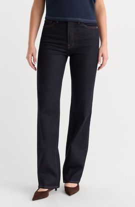 Good American Good American Good True Mid Waist Slim Straight Leg Jeans